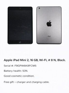 Apple iPad Mini 2 16GB Wi-Fi Black # 8N